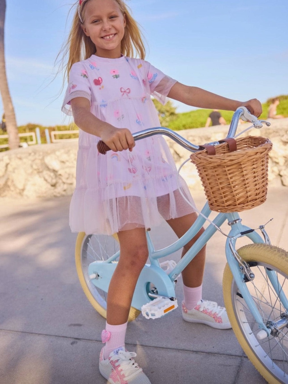 Girls' Pink Tulle Layered Dress with Rainbow Print Lola and the Boys 8